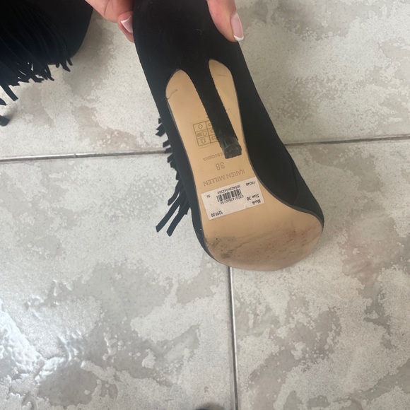 Karen millen black suade fringe heels good condition size 8 - Picture 14 of 14